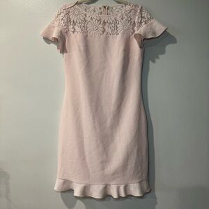 Karl Lagerfeld lace top ruffle hem dress light pink‎